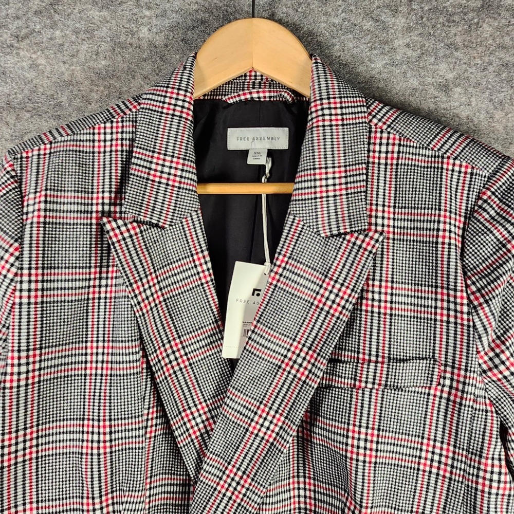 Free Assembly Women Plaid Double Breasted Blazer Jacket Multi Color Size XXL New - Picture 1 of 16